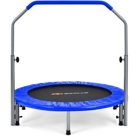 Northix  Mini trampolino trampolino fitness pieghevole Ø101 cm con maniglia regolabile in altezza blu + nero 