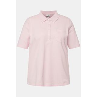 Ulla Popken  Maglia polo con rombi a punto ajour e mezze maniche 