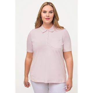 Ulla Popken  Maglia polo con rombi a punto ajour e mezze maniche 