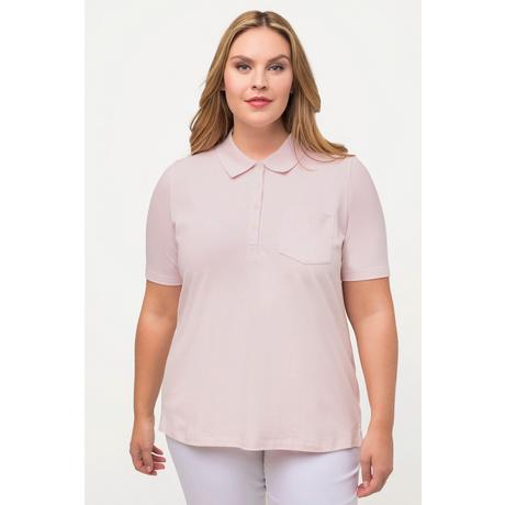 Ulla Popken  Maglia polo con rombi a punto ajour e mezze maniche 