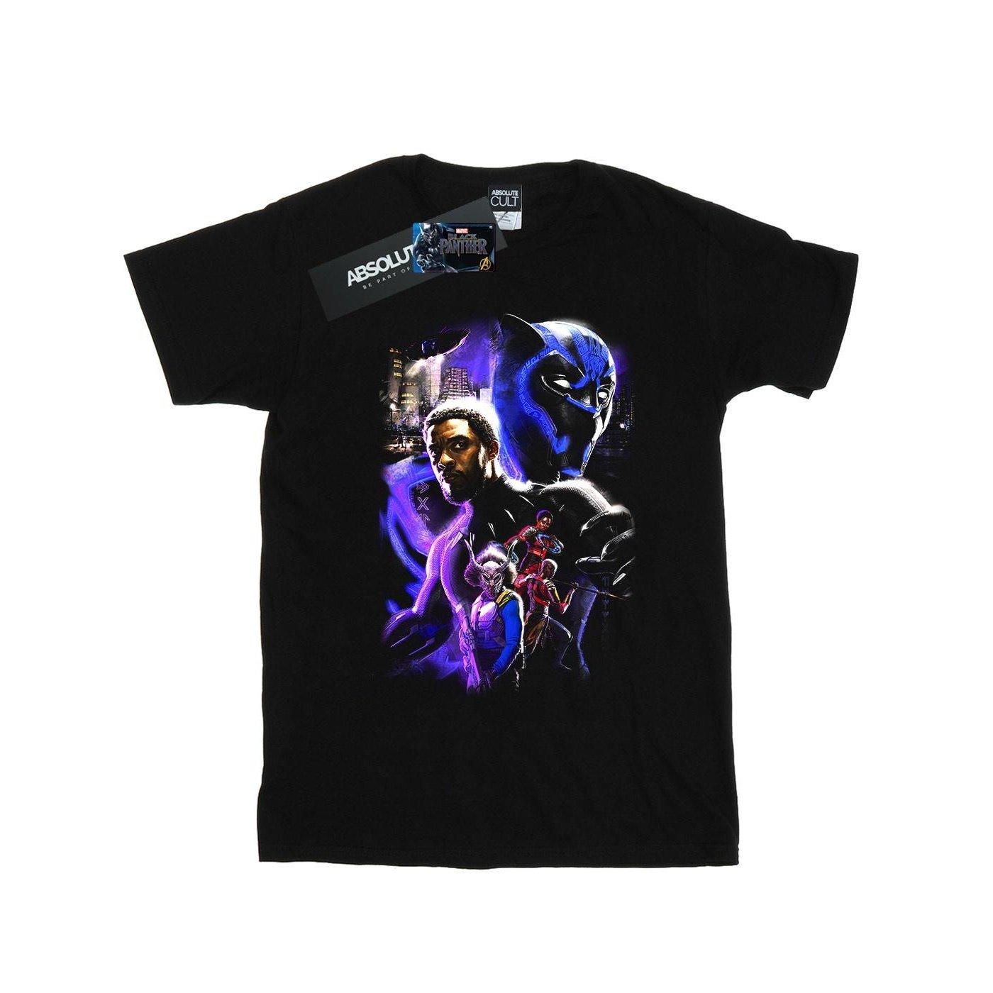 Image of Black Panther Character Montage Tshirt Herren Schwarz XXL