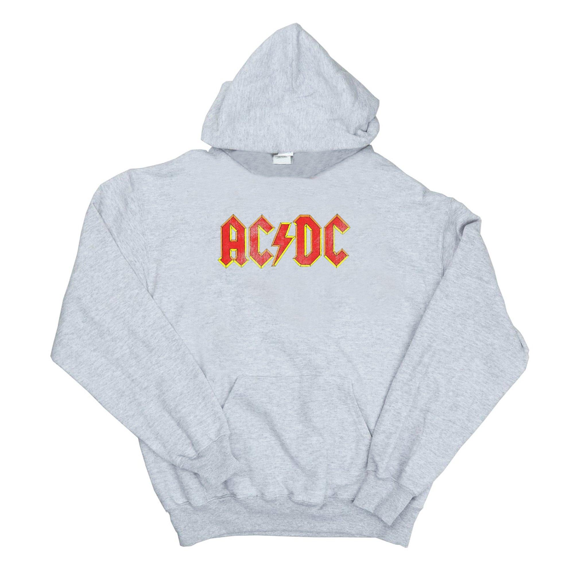 Image of Acdc Distressed Red Logo Kapuzenpullover Mädchen Grau 140/146