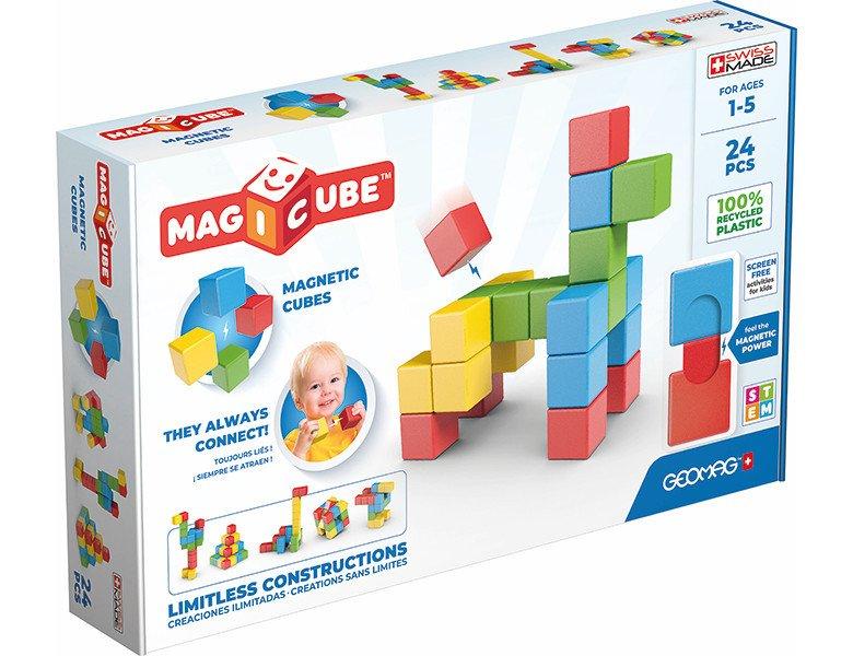 Geomag  Magicube 1+ Full Color Magnetische Würfel für Kinder 4 Farben 24 Blöcke 100 % recyceltes Plastik 