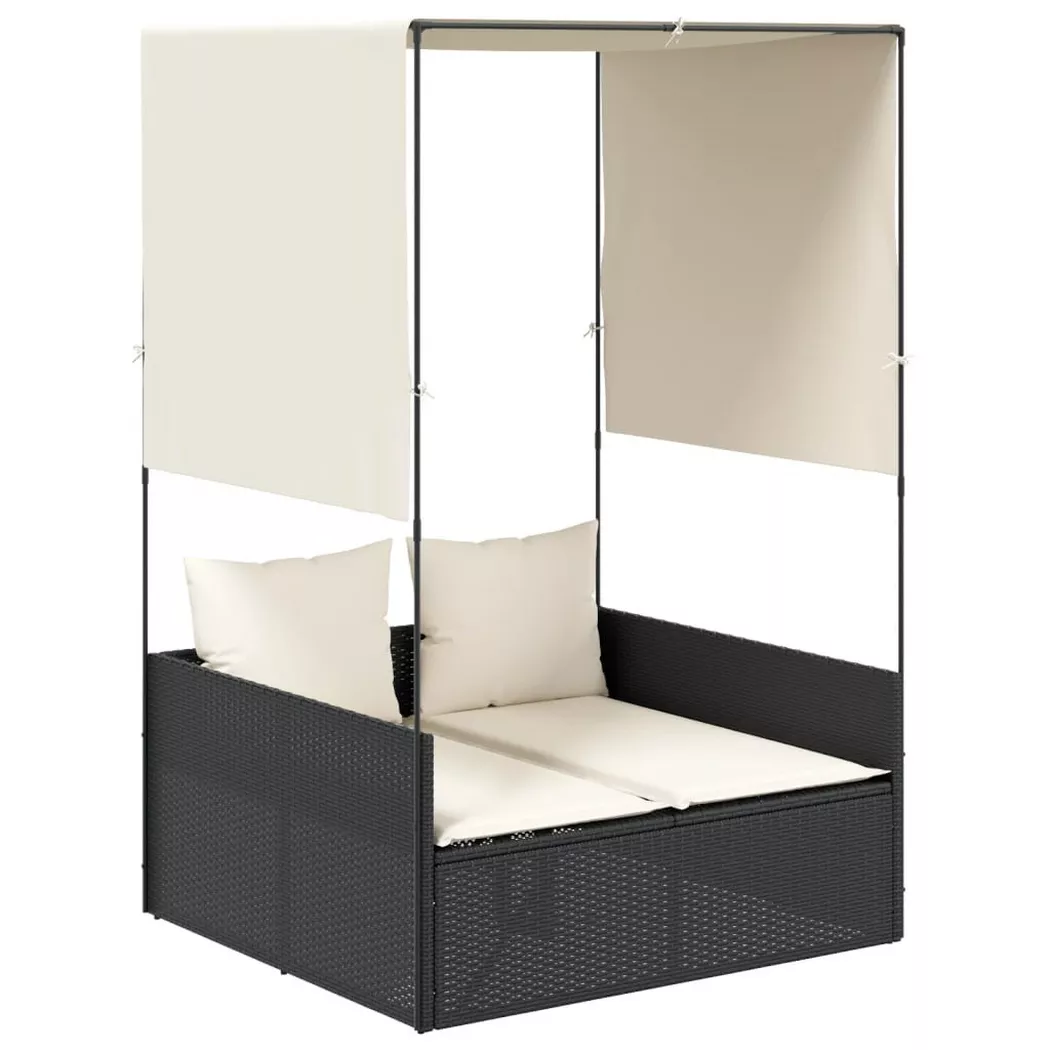 VidaXL - lettino prendisole doppio Polirattan, One Size, Nero