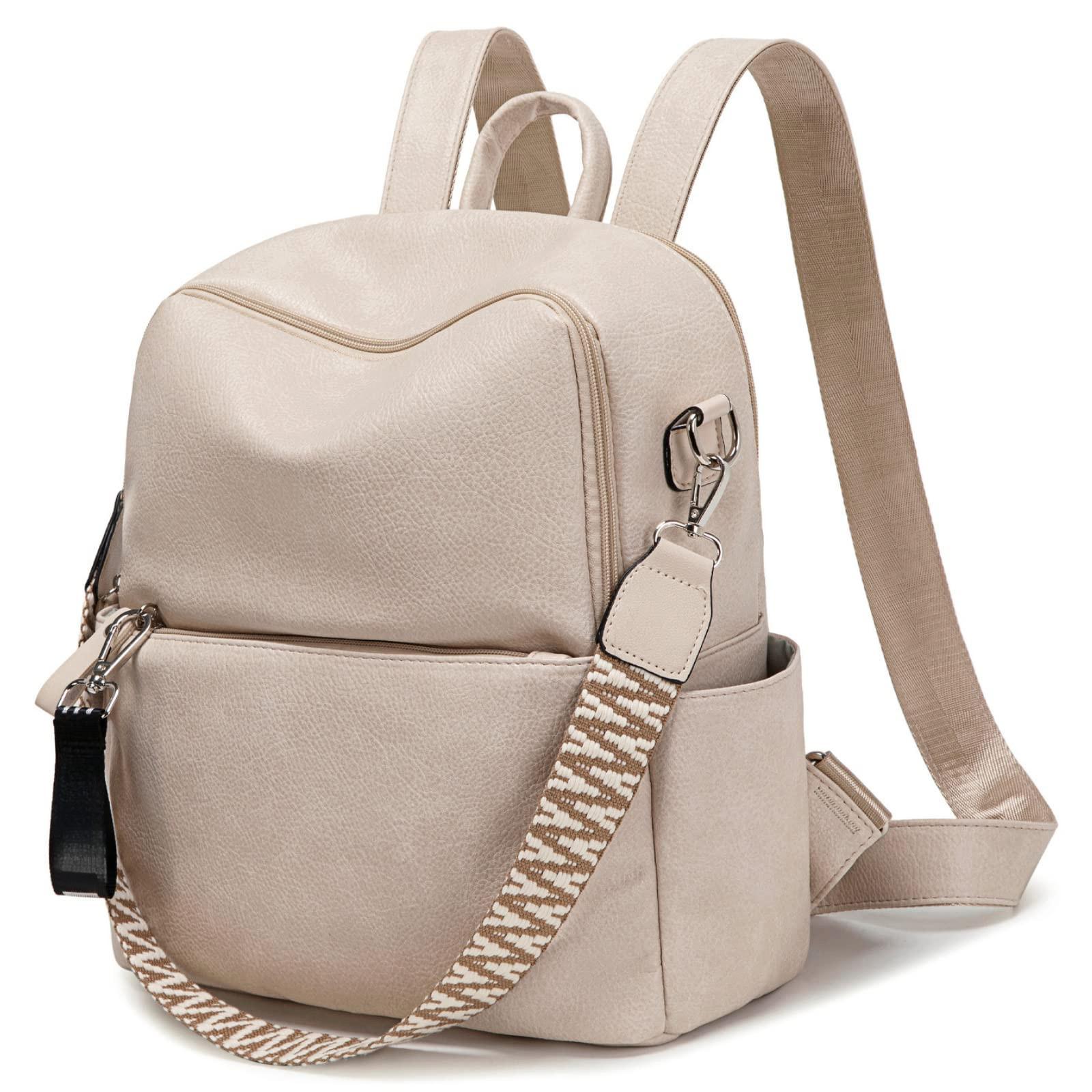 Only-bags.store Rucksack Klein - 2 in 1 Rucksacktasche Leder PU Umhängetasche Schulrucksack Wasserdichter Lederrucksack Diebstahlsicherer Tagesrucksack für unterwegs  