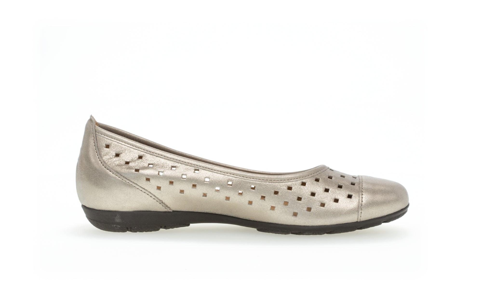 Image of - Leder Ballerina Damen Silber 37