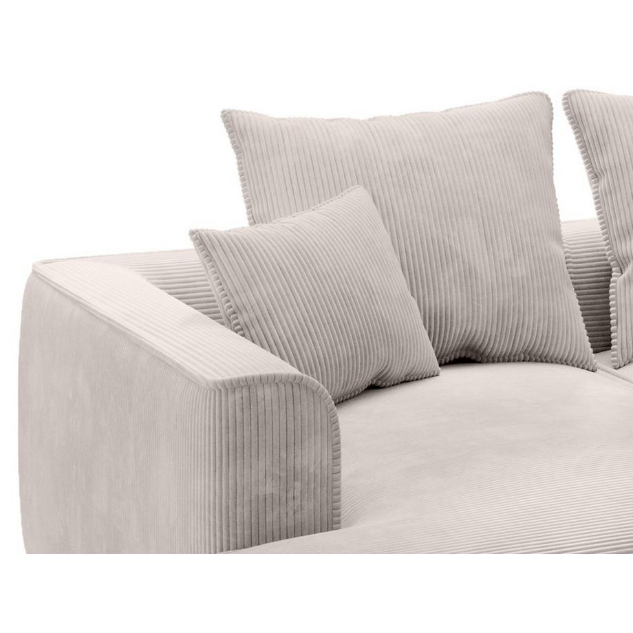 Vente-unique Canapé 3 places confort assise profonde en velours côtelé beige PINETA  