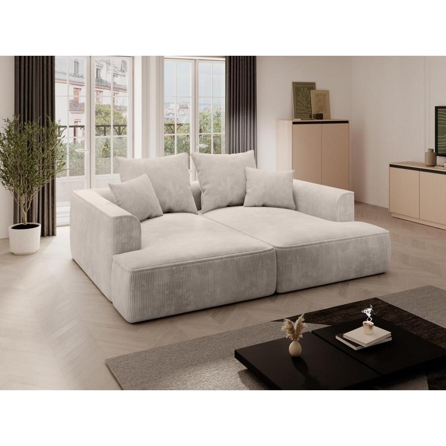 Vente-unique Canapé 3 places confort assise profonde en velours côtelé beige PINETA  