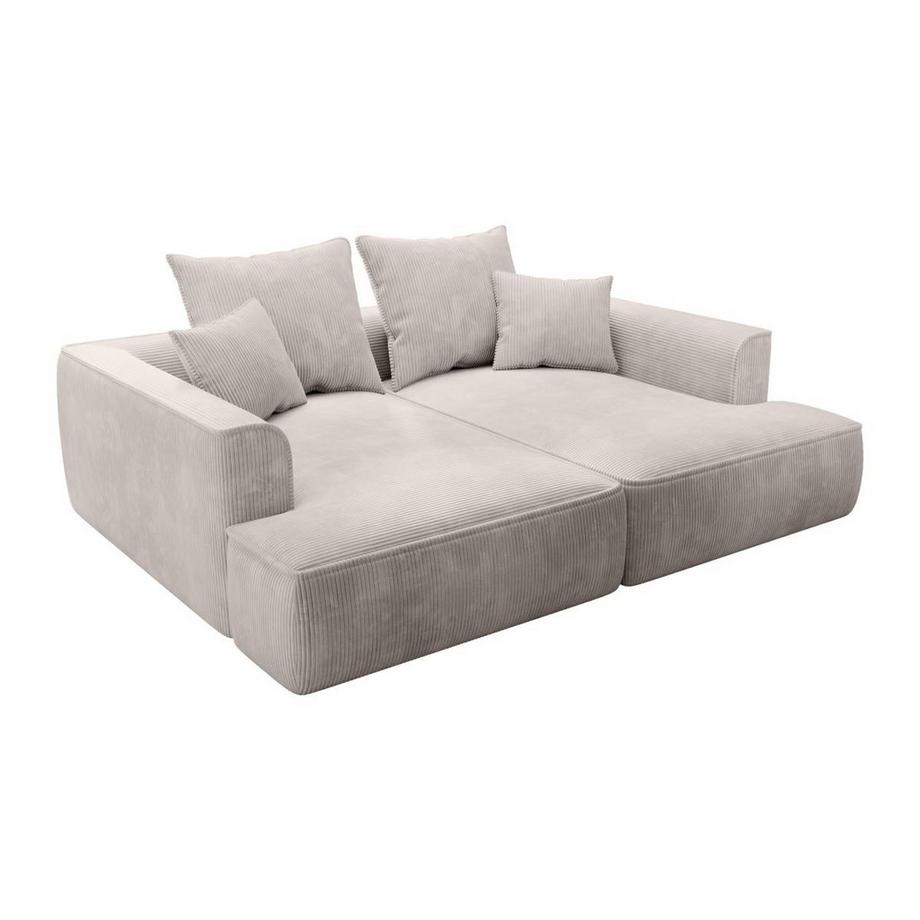 Vente-unique Canapé 3 places confort assise profonde en velours côtelé beige PINETA  