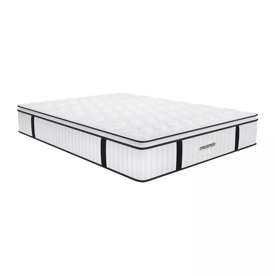 Vente-unique - Matelas antifeu ressorts ensachés surmatelas intégré DELICE de DREAMEA HOTEL, 140X190CM, Blanc