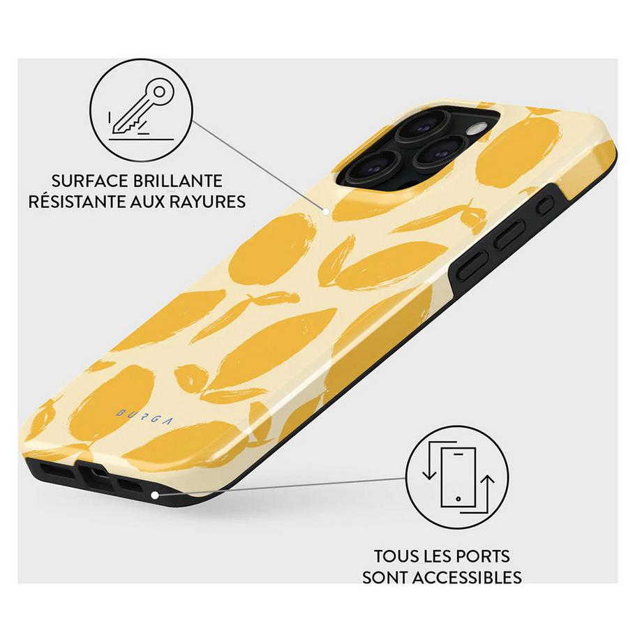 Burga  Custodia per iPhone 15 Pro Max Tough Antiurto Modello Lemon Tart 