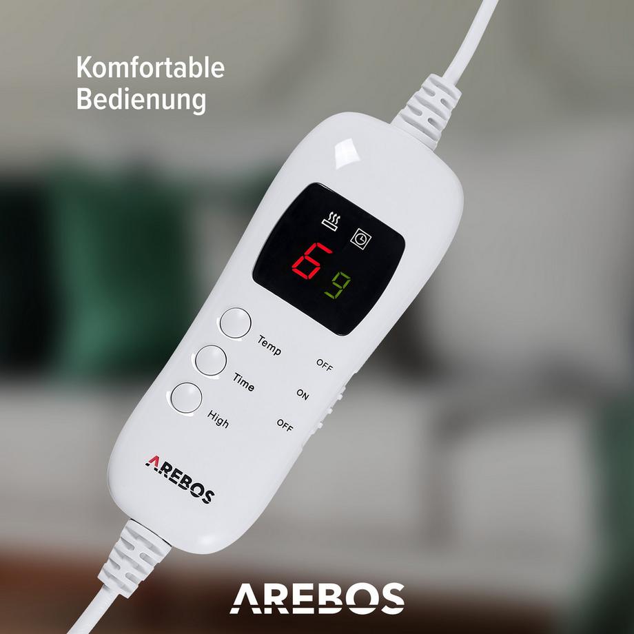 Arebos Elektrische Heizdecke Wärmedecke waschbar Kuscheldecke  
