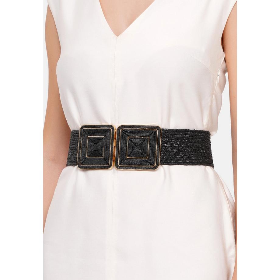 AVANT-GARDE PARIS  Cintura con Gancio e Fibbia Chic Nero 