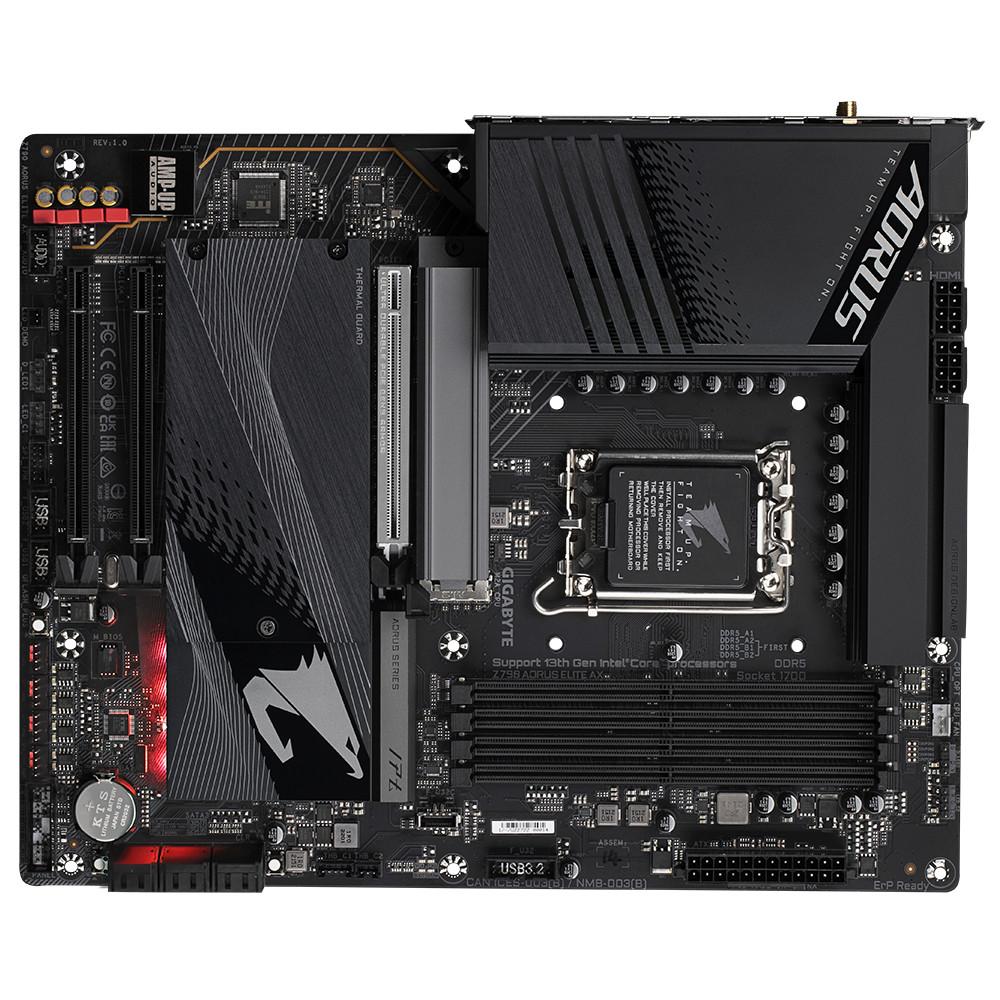 Gigabyte  Z790 AORUS ELITE AX Scheda madre - Supporta CPU Intel Core di 14a generazione, 16*+2+1 fasi VRM digitali, fino a 7600MHz DDR5 (OC), 4xPCIe 4.0 M.2, Wi-Fi 6E, LAN 2.5GbE, USB 3.2 Gen 2x2 