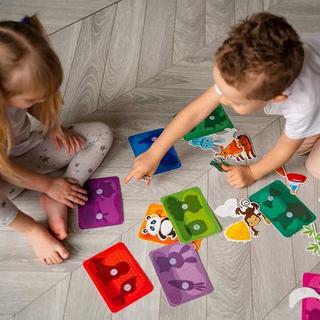 Activity-board  Lernspiel, Lernkarten für Kleinkinder 1-3, Plastikkarten mit Klettverschluss - Wer isst was? 