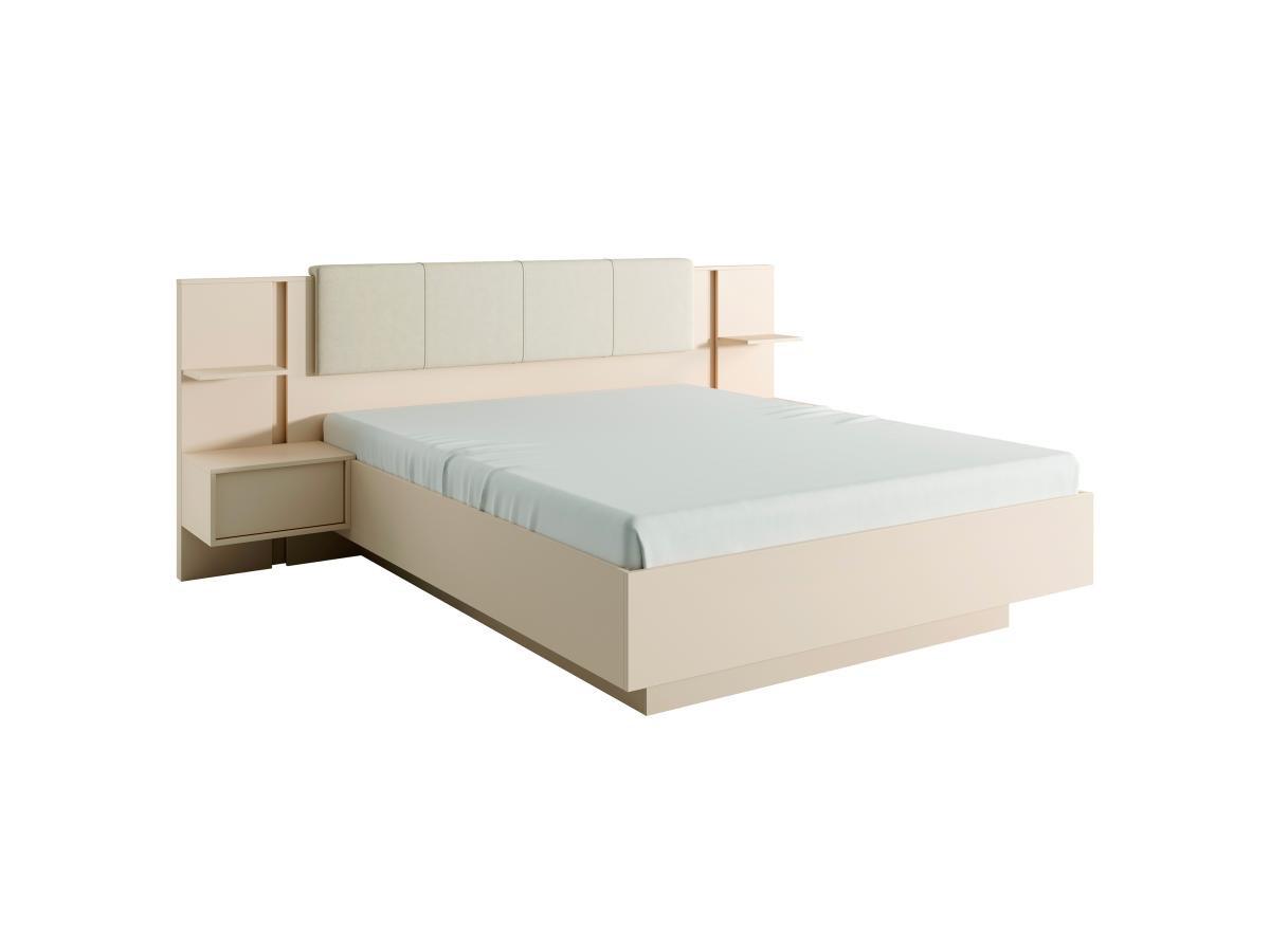 Vente-unique Letto con contenitore con comodini + Materasso - con LED - 160 x 200 cm - Beige - ELYNIA  