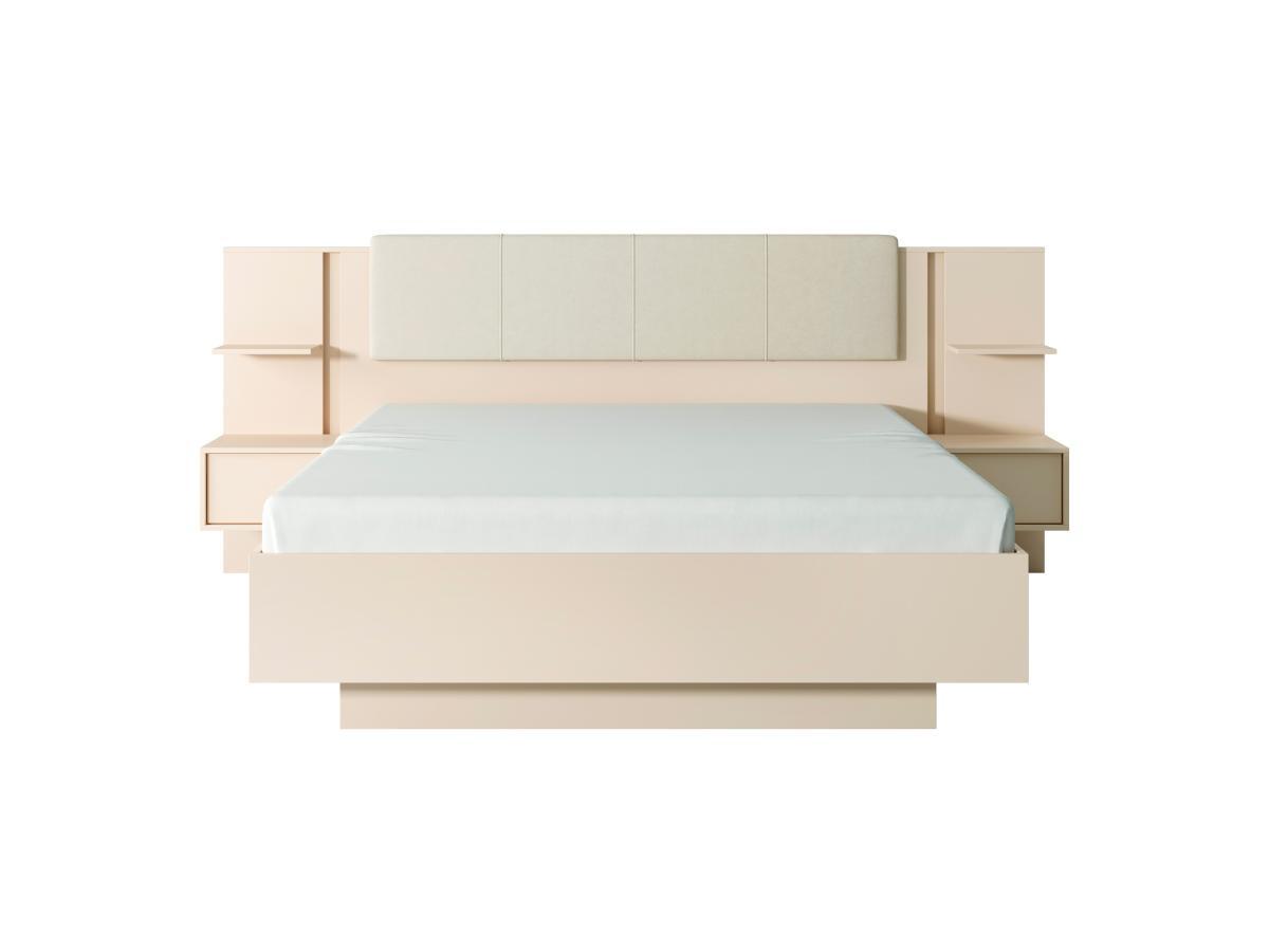 Vente-unique Letto con contenitore con comodini + Materasso - con LED - 160 x 200 cm - Beige - ELYNIA  