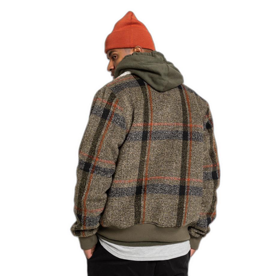 Revolution Gesteppte Karierte Fliegerjacke mit Gerippten Details  