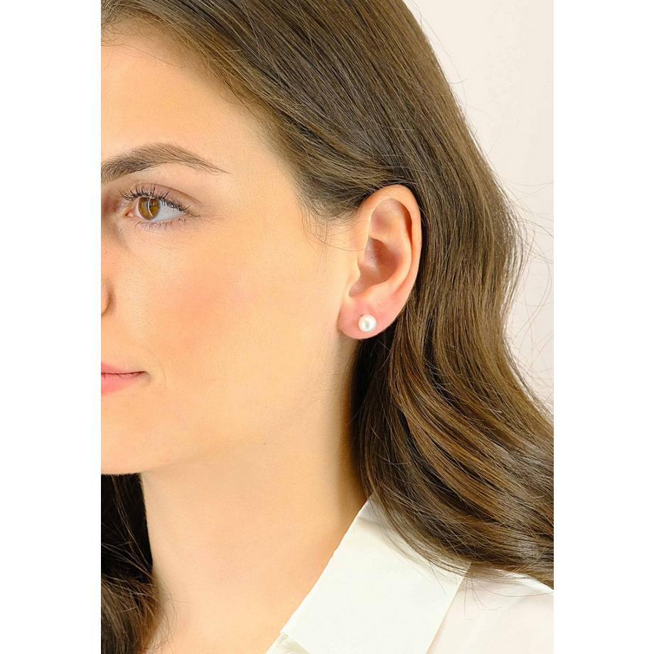 MUAU Schmuck  Clous or jaune 750 perle d'eau douce 8-8,5mm 