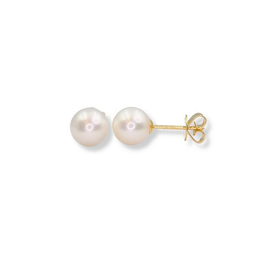 MUAU Schmuck  Clous or jaune 750 perle d'eau douce 8-8,5mm 