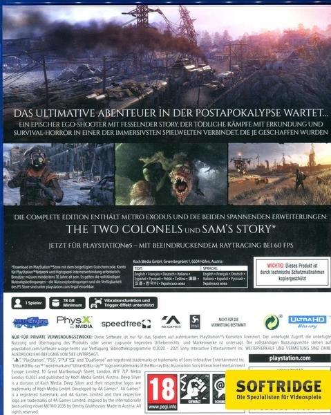 DEEP SILVER  Deep Silver Metro Exodus Complete Edition Complet Allemand, Anglais PlayStation 5 
