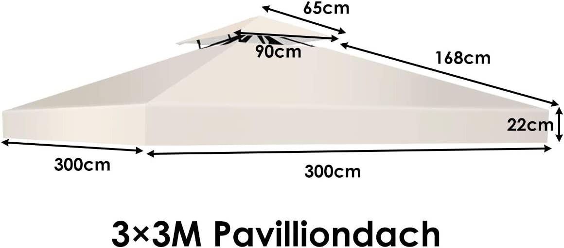 Northix Ersatz-Oberabdeckung 300 x 300 cm Terrassenüberdachung für Doppelstöckigen Pavillon Beige  