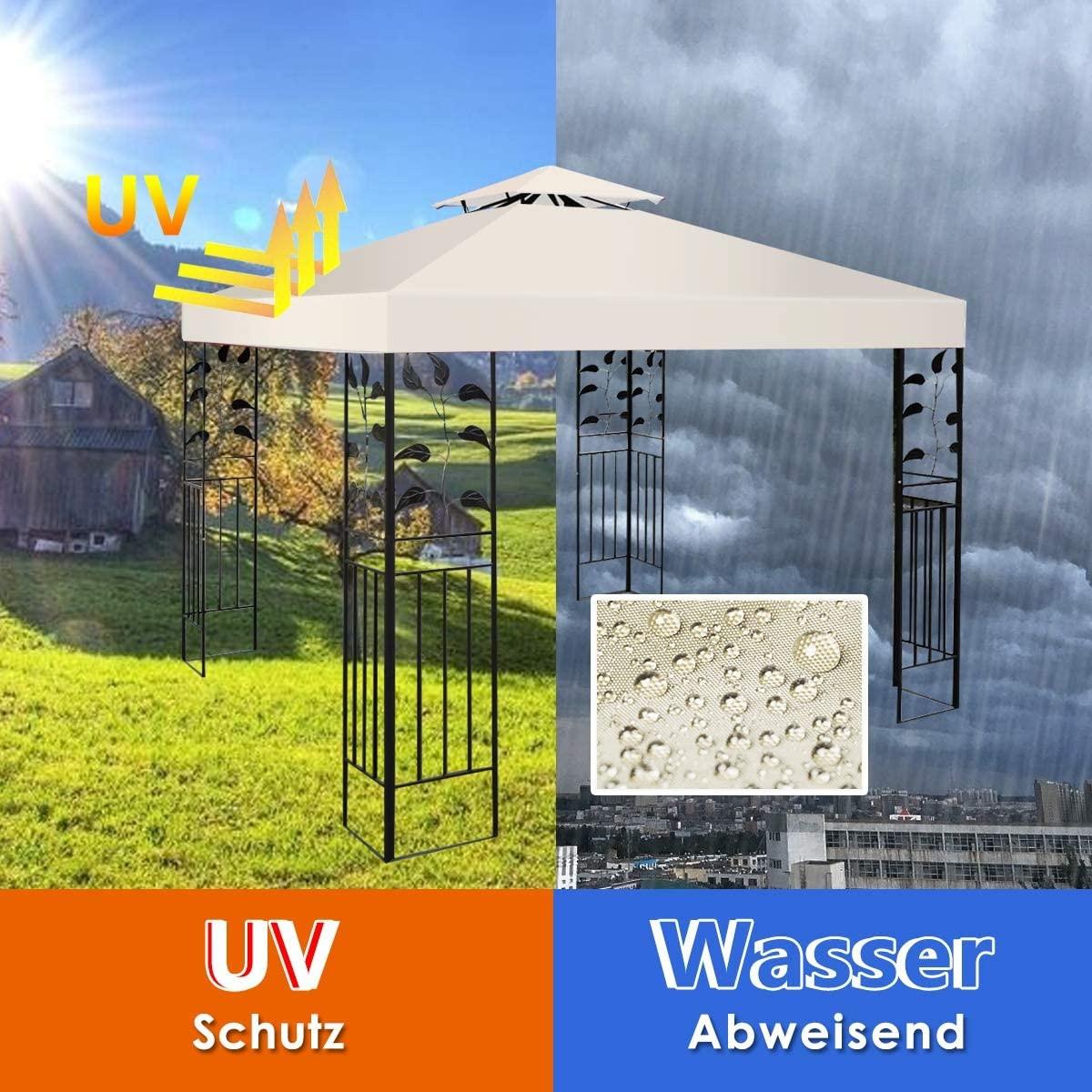 Northix Ersatz-Oberabdeckung 300 x 300 cm Terrassenüberdachung für Doppelstöckigen Pavillon Beige  