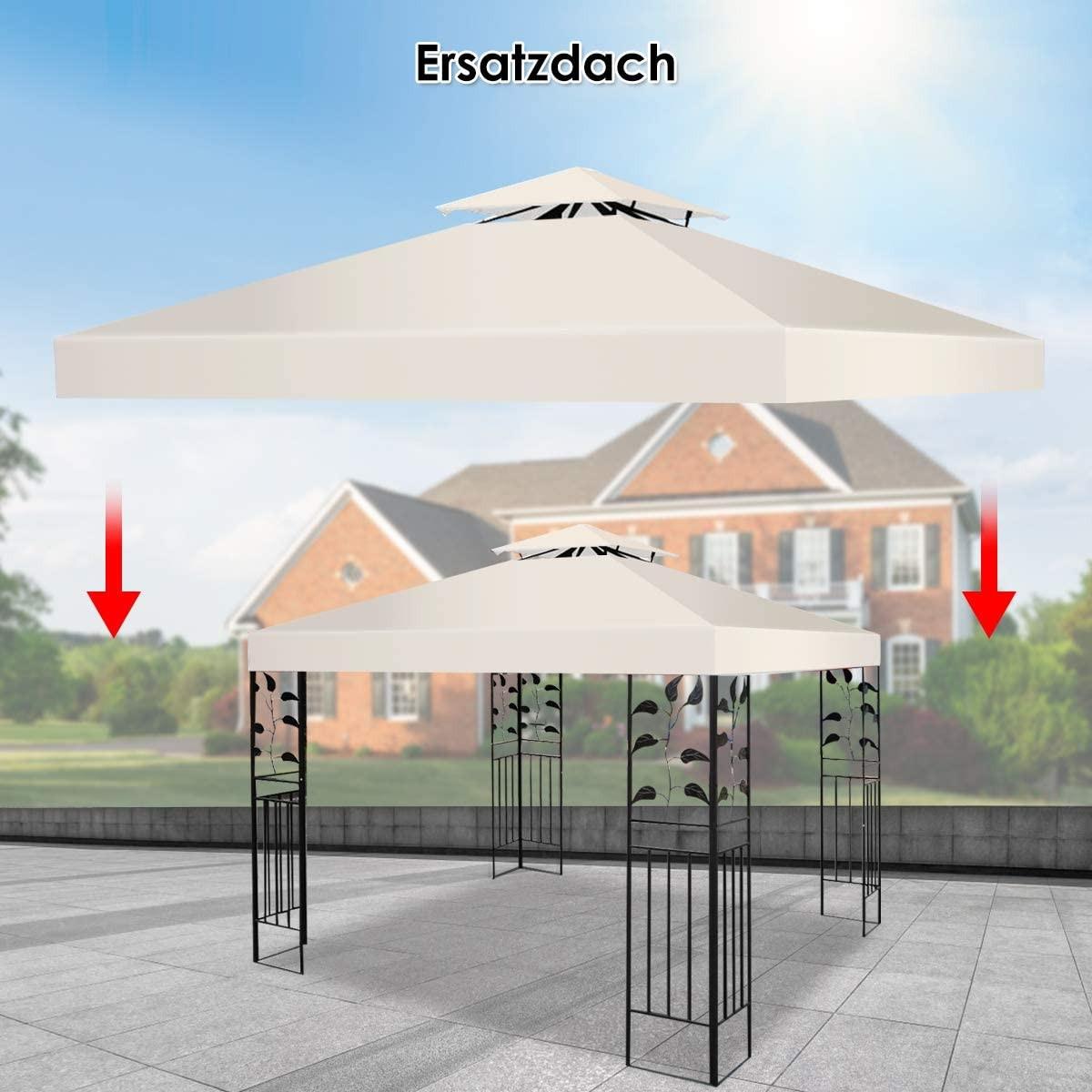 Northix Ersatz-Oberabdeckung 300 x 300 cm Terrassenüberdachung für Doppelstöckigen Pavillon Beige  