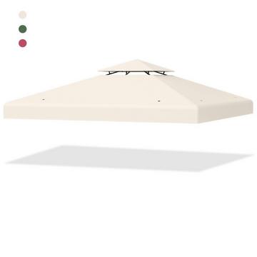 Ersatz-Oberabdeckung 300 x 300 cm Terrassenüberdachung für Doppelstöckigen Pavillon Beige
