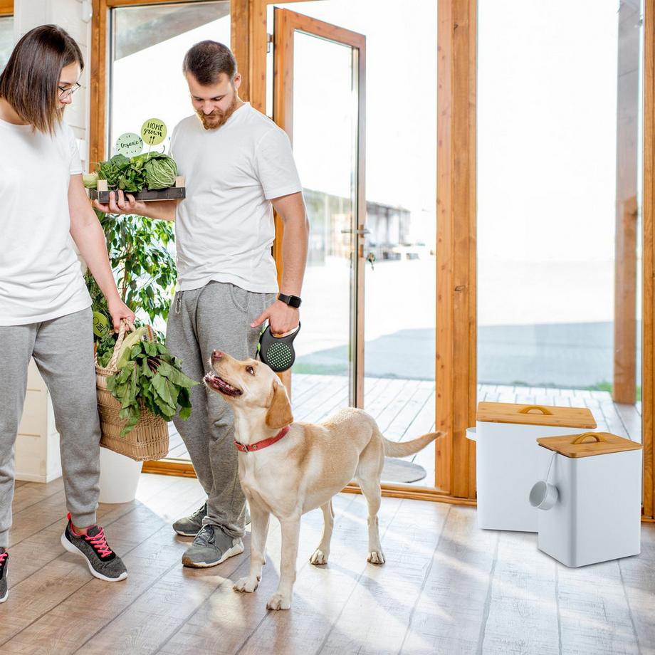 B2X  Boîte d'alimentation avec couvercle en bambou, lot de 2 