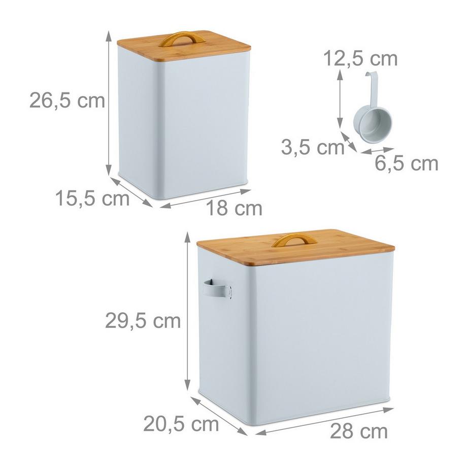 B2X  Boîte d'alimentation avec couvercle en bambou, lot de 2 