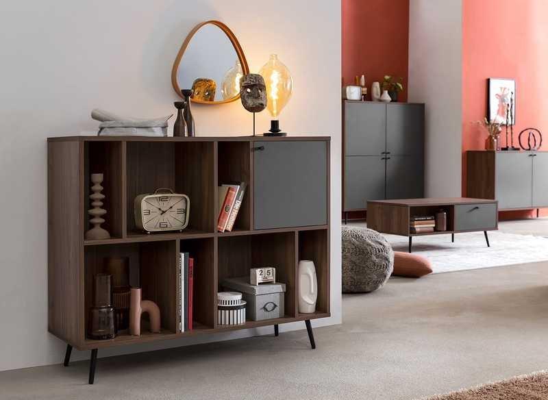 mutoni Libreria noce 118x40x76 grigio  