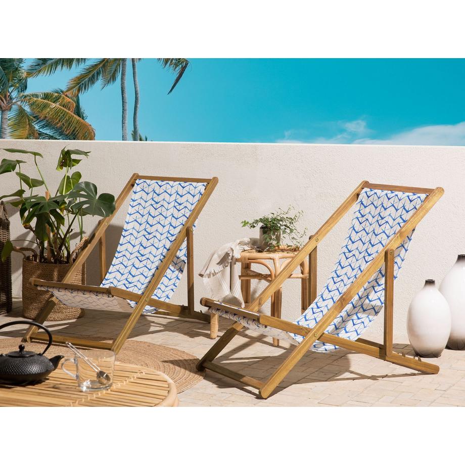 Beliani Lot de 2 chiliennes pliantes en Tissu  ANZIO  