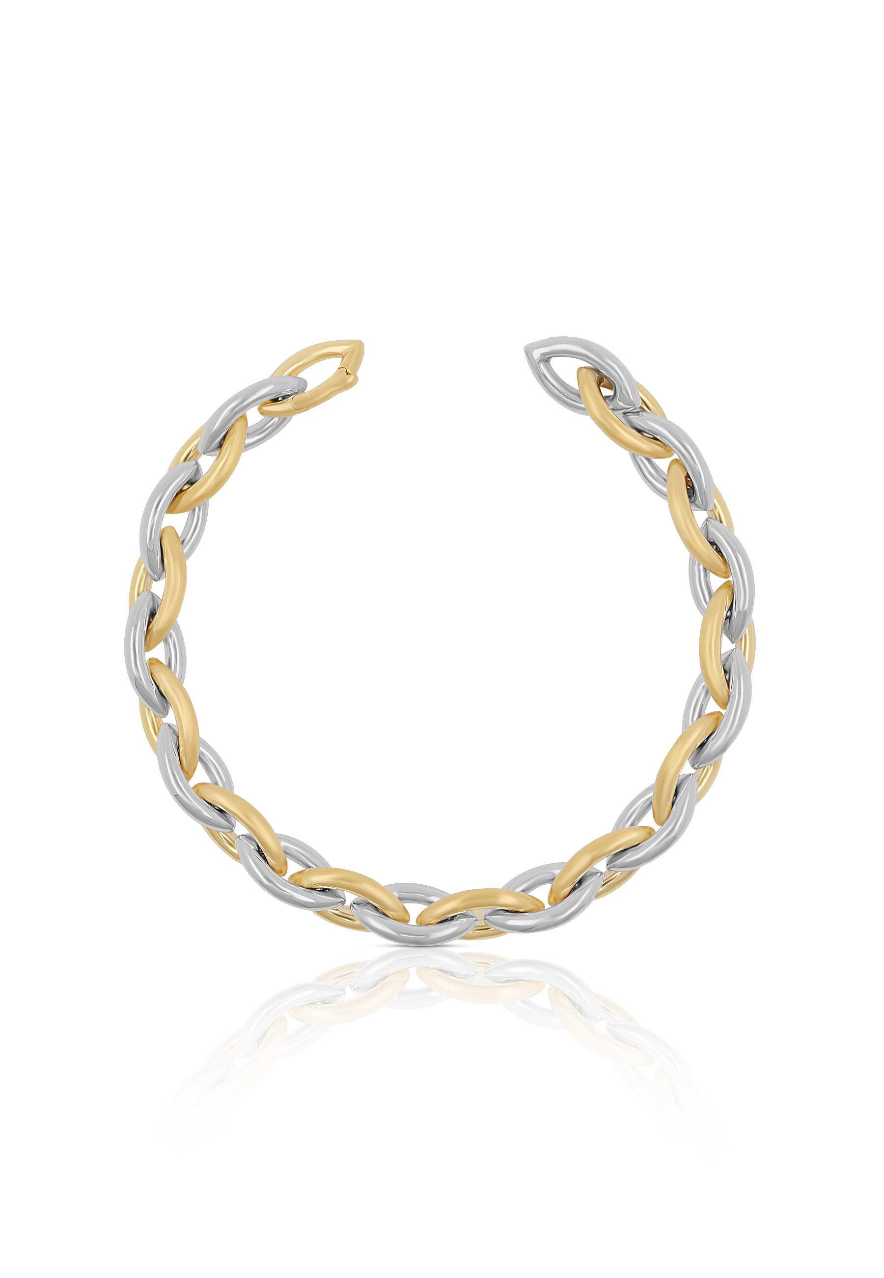 Image of Bracelet Navette Bicolor Gelb-/weissgold 750. 20cm, 8.8mm Damen Gold 20cm