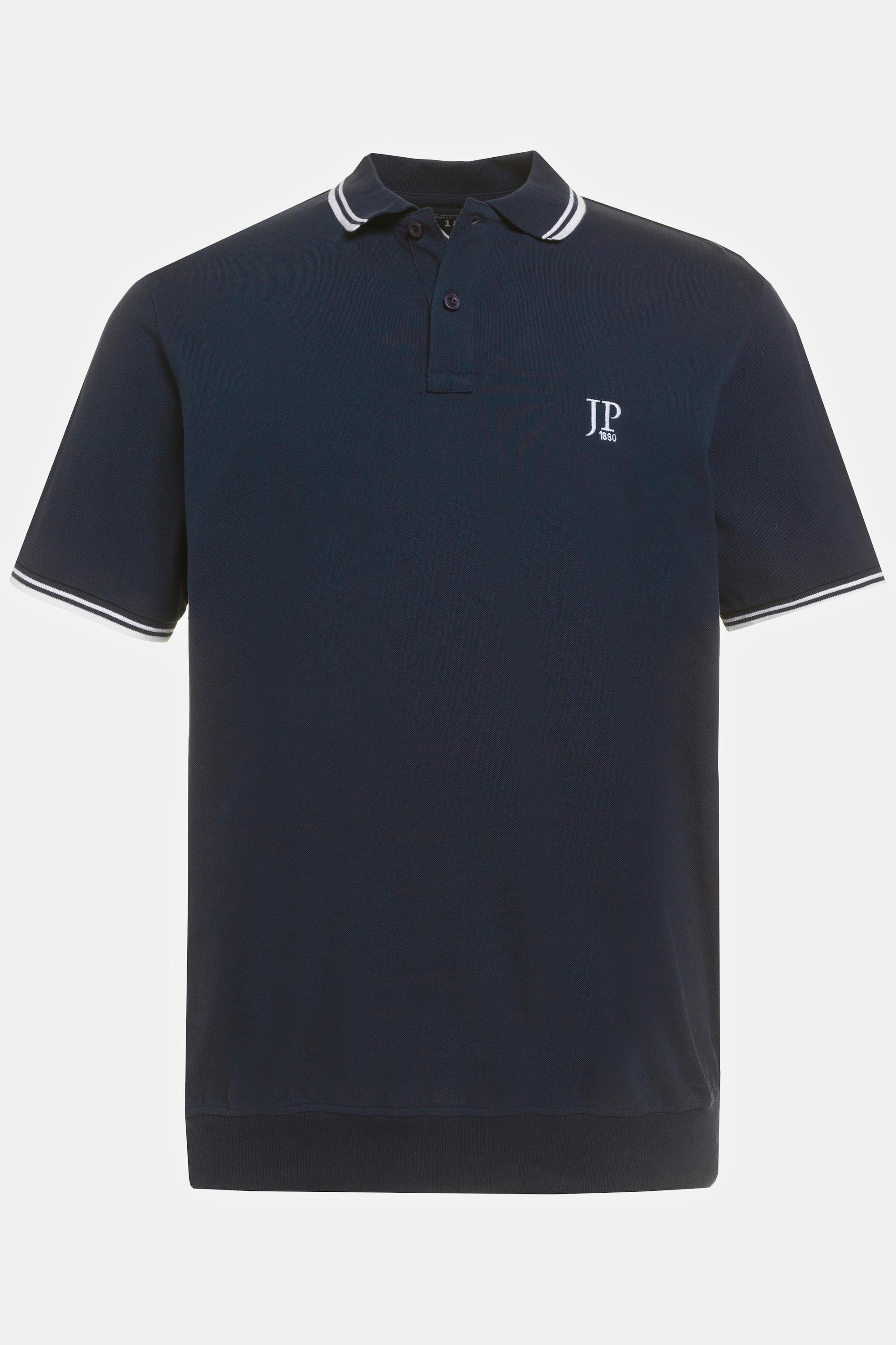 JP1880  Maglia polo in piqué con taglio speciale per l'addome e mezze maniche blu notte 