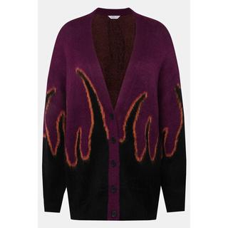 Studio Untold  Cardigan oversize unisexe, encolure en V et manches longues, motif flammes 