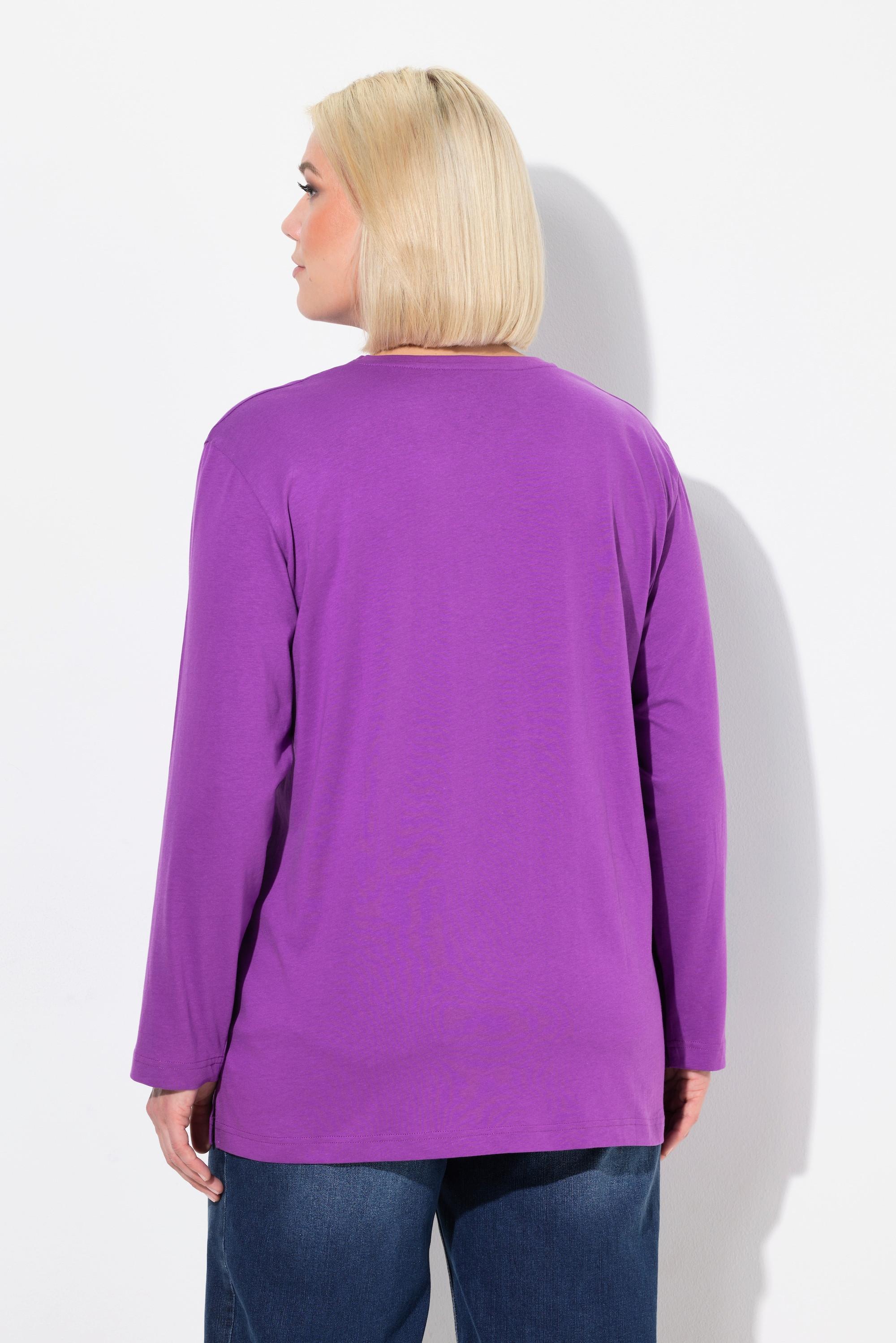 Ulla Popken  Shirt, V-Ausschnitt, Relaxed, Langarm 