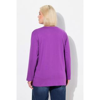 Ulla Popken  Shirt, V-Ausschnitt, Relaxed, Langarm 