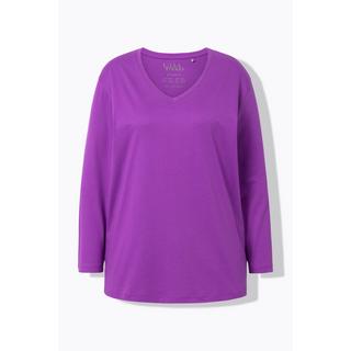 Ulla Popken  Shirt, V-Ausschnitt, Relaxed, Langarm 