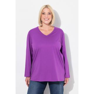 Ulla Popken  Shirt, V-Ausschnitt, Relaxed, Langarm 