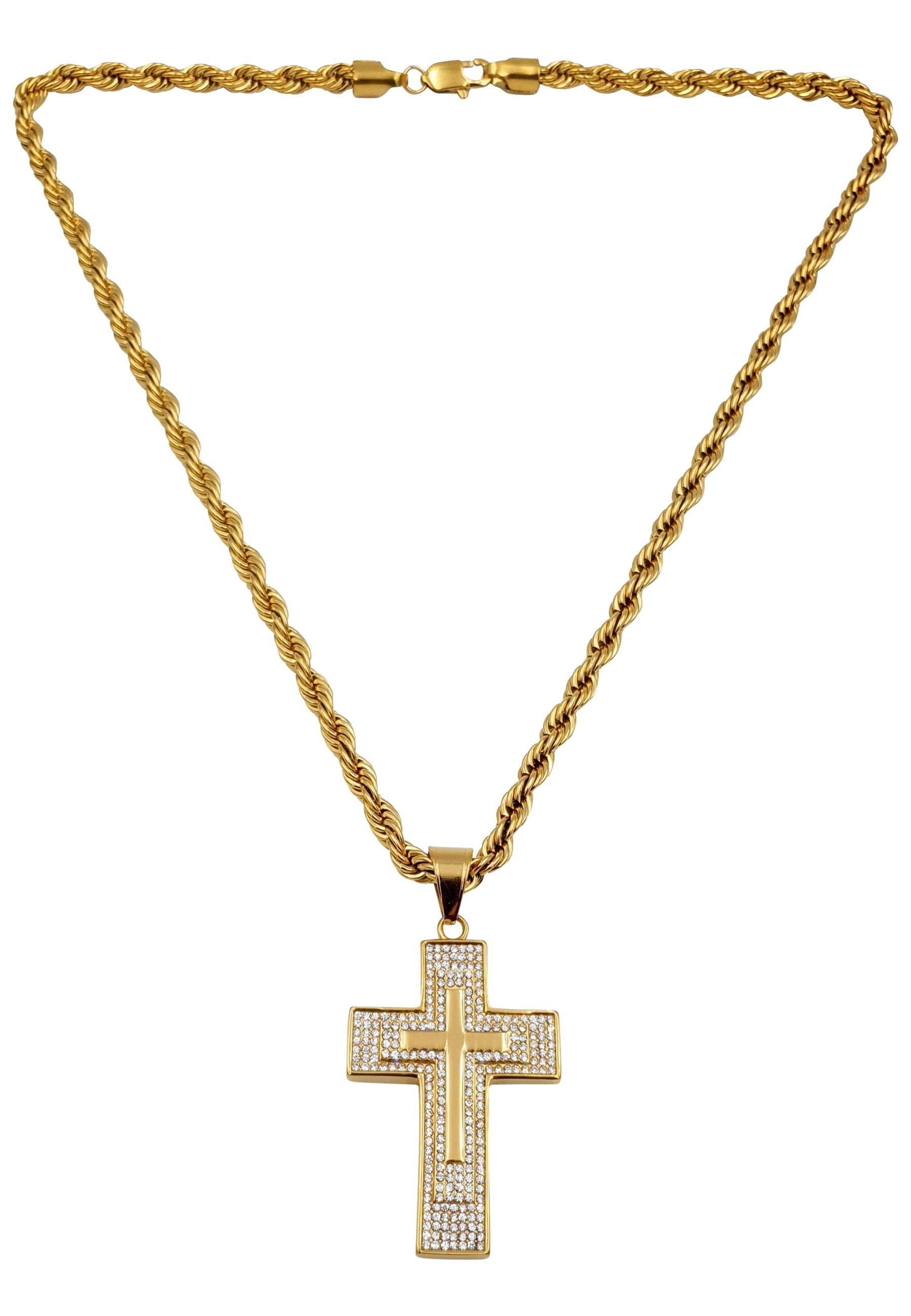 Image of Big Cross Kette, Hip-hop-style Damen Gelbgold 60 cm