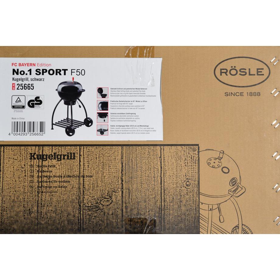 ROESLE  25665 - FC Bayern Edition - Holzkohle-Kugelgrill No.1 Sport F50 (Ø 50 cm) 