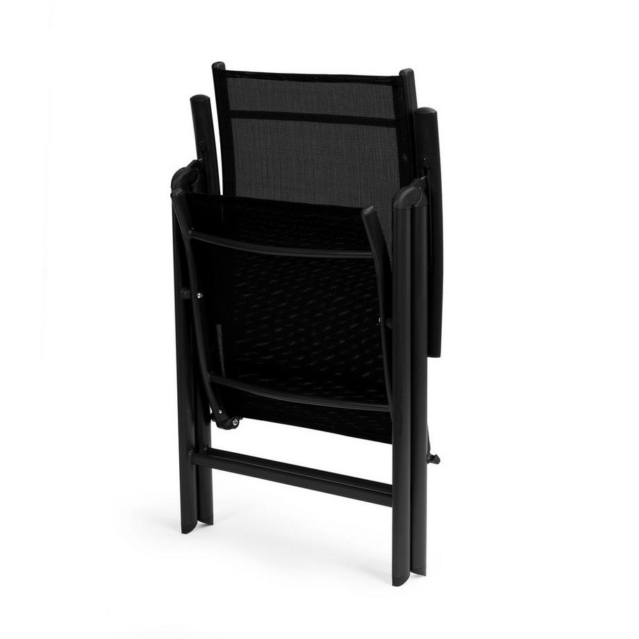 Northix Lot de 4 chaises de jardin pliantes, acier, dossier réglable, noir, MultiGarden  