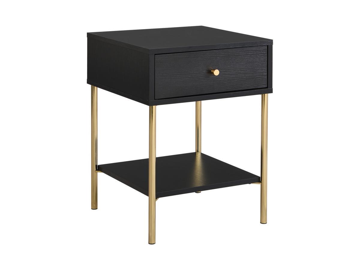 PASCAL MORABITO Nachttisch mit 1 Schublade - MDF & Metall - Schwarz & Goldfarben - MILAVIA von Pascal Morabito  