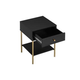 PASCAL MORABITO Nachttisch mit 1 Schublade - MDF & Metall - Schwarz & Goldfarben - MILAVIA von Pascal Morabito  