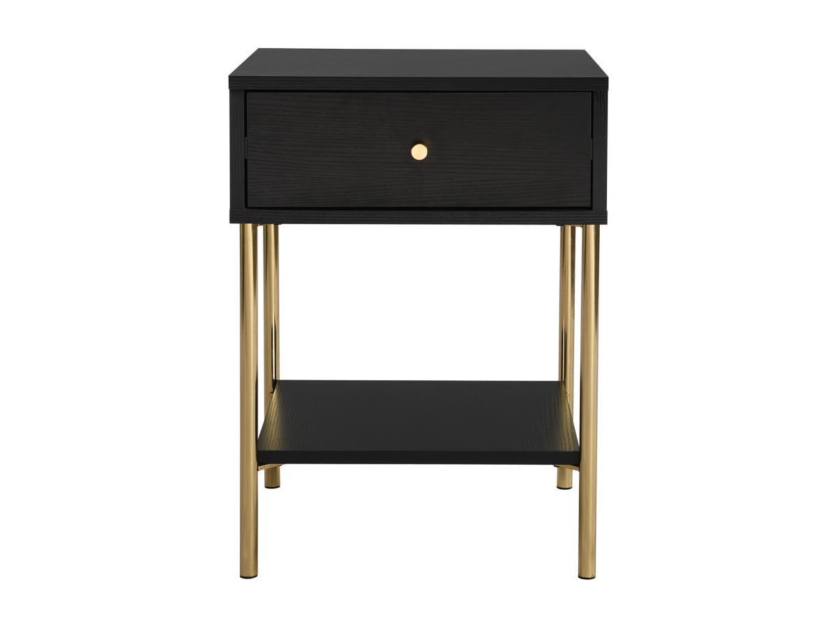 PASCAL MORABITO Nachttisch mit 1 Schublade - MDF & Metall - Schwarz & Goldfarben - MILAVIA von Pascal Morabito  