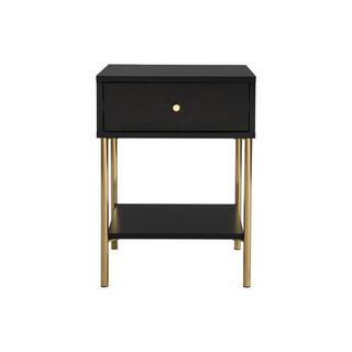 PASCAL MORABITO Nachttisch mit 1 Schublade - MDF & Metall - Schwarz & Goldfarben - MILAVIA von Pascal Morabito  