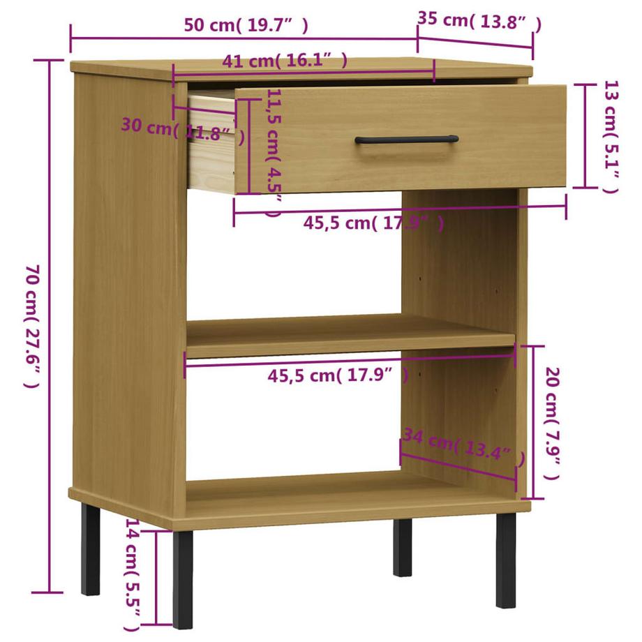 VidaXL Konsolenschrank kiefernholz  
