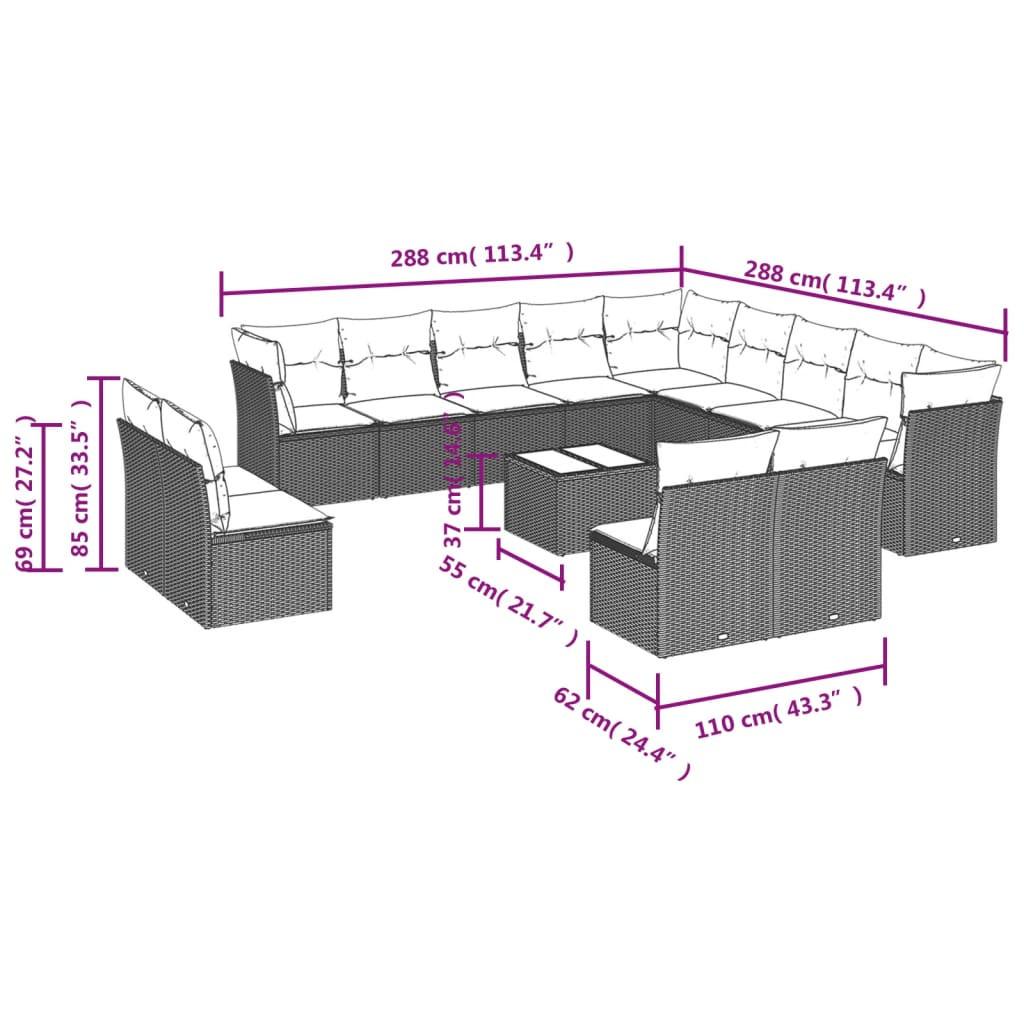 VidaXL set divano da giardino Polirattan  