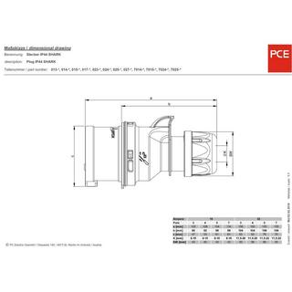 PCE  Shark  Connettore maschio CEE 32 A 7 poli 400 V 